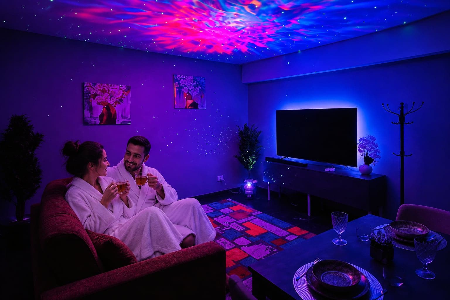 Una pausa benessere in accappatoio nella suite Infinity — immagine illustrativa AI