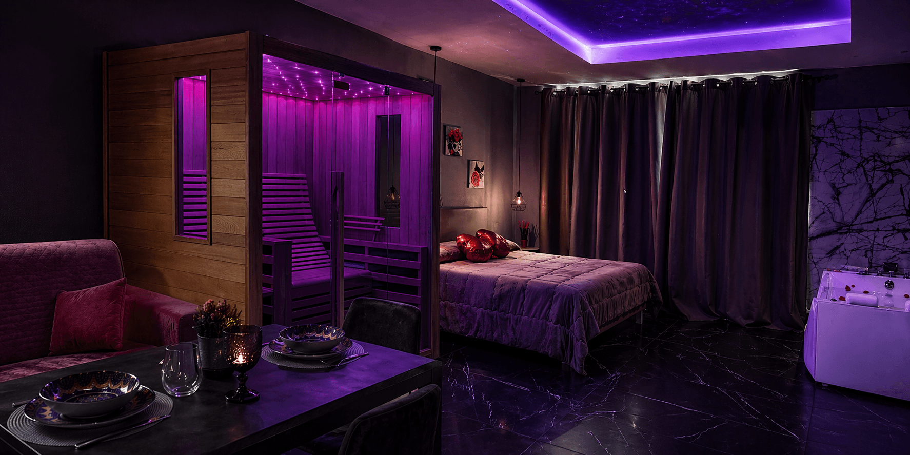 Euphoria Luxury Suite con sauna, letto e jacuzzi privata